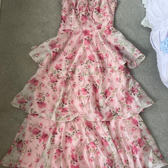 Lulus Immaculate Cutie pink floral midi dress - Picture 6 of 8